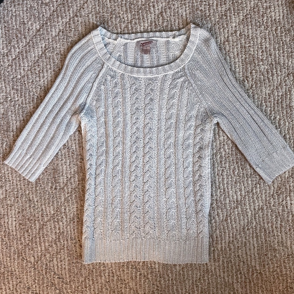 Arizona Metallic Silver Elbow Sleeve Knitted Shirt